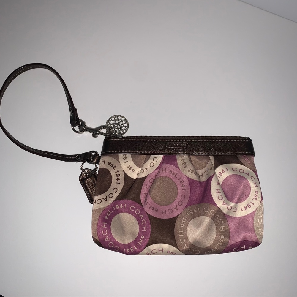 Coach Wristlet Wristlet Pouch With A Brown And Purple "O"